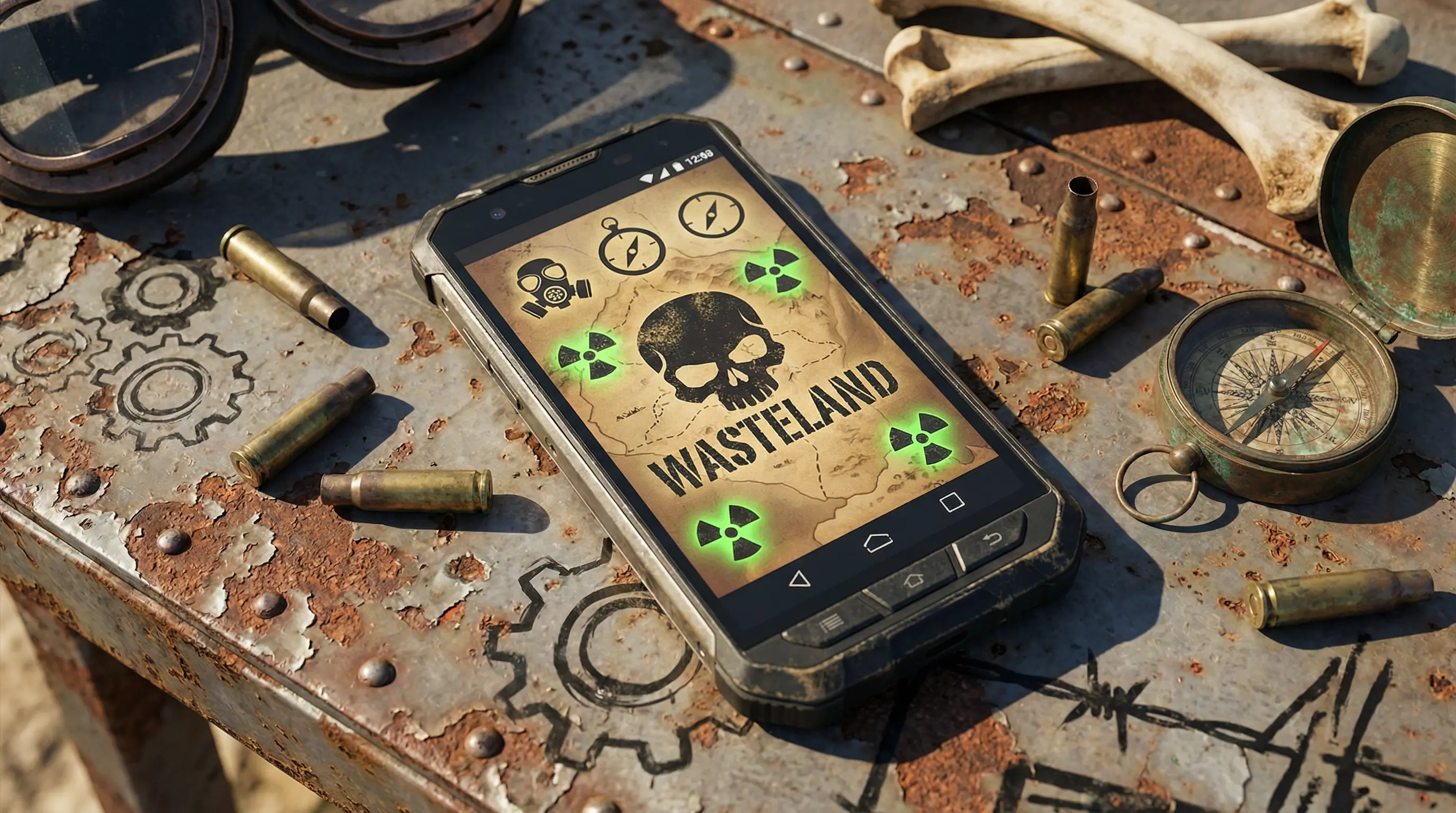 废土风格智能手机展示APP界面